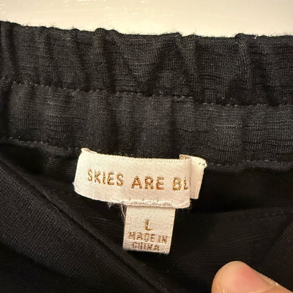 Skies Are Blue Black Scalloped Hem Professional Work Casual Pull-on Skirt L - Picture 2 of 6